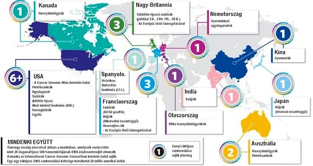 A rákgenom térképezésben közreműködő országok